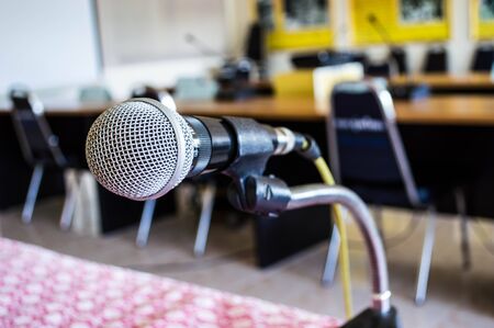 microphone in meeting roomの写真素材