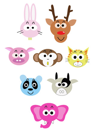 cartoon animal head iconのイラスト素材