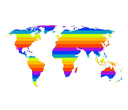 multicolor world map in gay pride conceptのイラスト素材