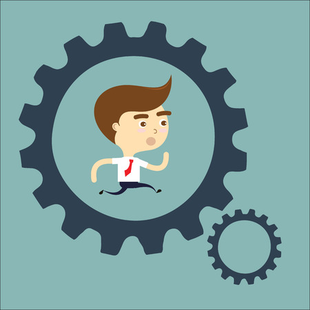 businessman running in gear vectorのイラスト素材