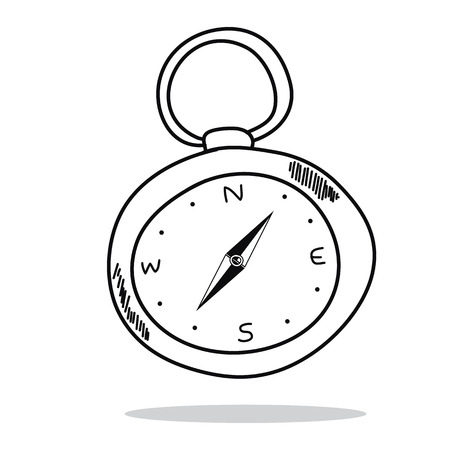 old compass vector cartoon style hand drawnのイラスト素材
