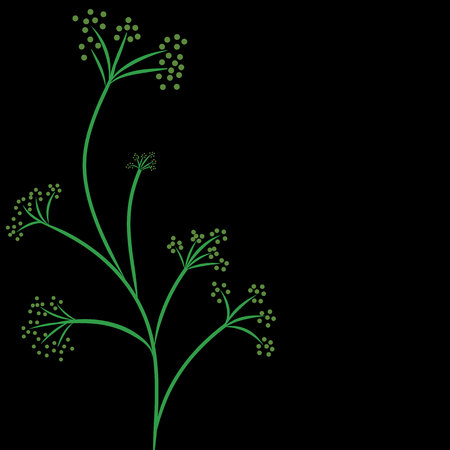 green flower vintage with black background vector
