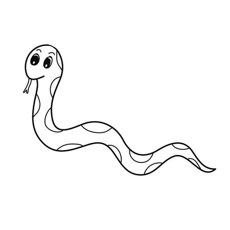 snake cartoon black and white for fill color vectorのイラスト素材