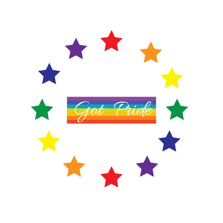 gay pride rainbow with star circle vectorのイラスト素材