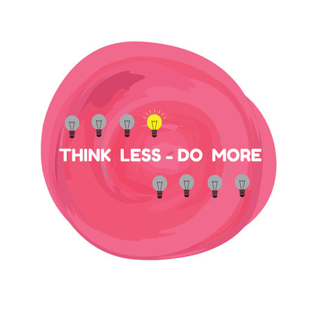 pink background grunge and light bulb with quote think less do more vectorのイラスト素材