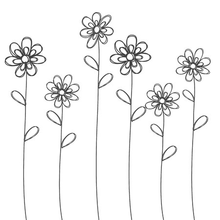 flowers hand drawn black isolated vector for background or cardのイラスト素材