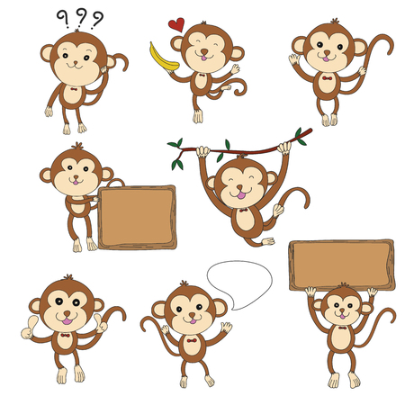 8 monkeys characterのイラスト素材