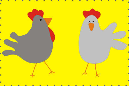Cartoon Family chicken and rooster vector. Chicken poster. Chicken vector illustration. Rooster for advertising. For packing chicken.のイラスト素材