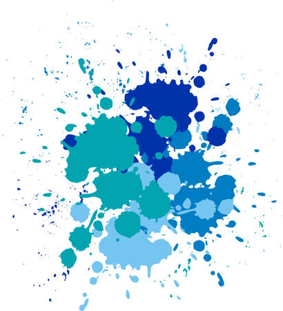 Vector blots blue background. Blobs and splashes of paint. Vector illustrationのイラスト素材