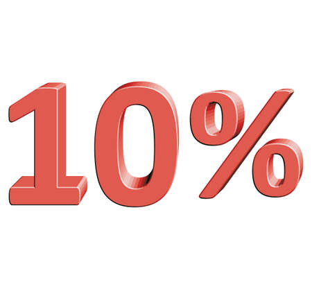 10% Vector illustration with 3D effect Percentage rate icon on a white background Ten percent...