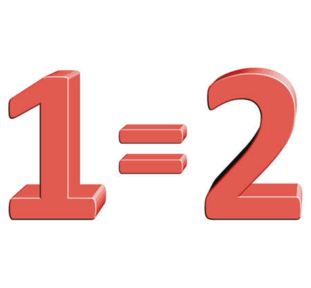 1 = 2 Vector illustration with 3D effect Percentage rate icon on a white background Special offer two for the price of one Discount Tag Special Offer Label Sale Symbolのイラスト素材