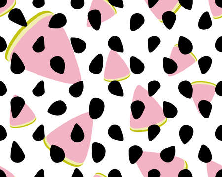 Pattern with pieces of watermelon and seedsのイラスト素材