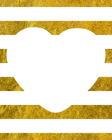 A large white heart on the background of horizontal wide golden lines with copy space the Theme of love and Valentines Day Idea for greeting card Rectangular orientation Texture goldの写真素材