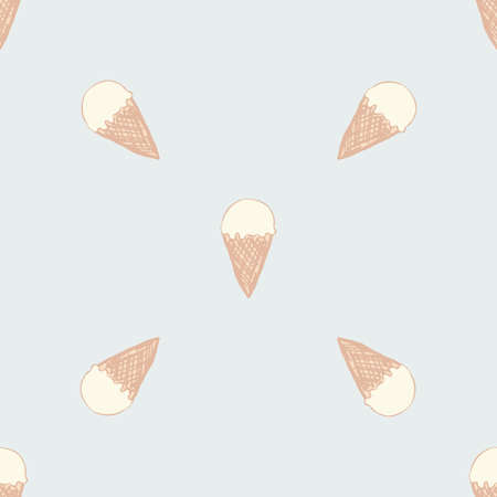 Seamless pattern with ice cream. Cute background in vintage retro style. Seamless vector illustration for printing on textiles, fabrics, surfaces, baby stuff, paper, skins, scrap-booking.のイラスト素材