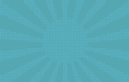 Halftone dotted background. Pop art style. Pattern with circles, dots. Radiating from the center starburst, sun burst rays, lines. Backdrop, design for web banners, Wallpaper,sites Vector illustrationのイラスト素材