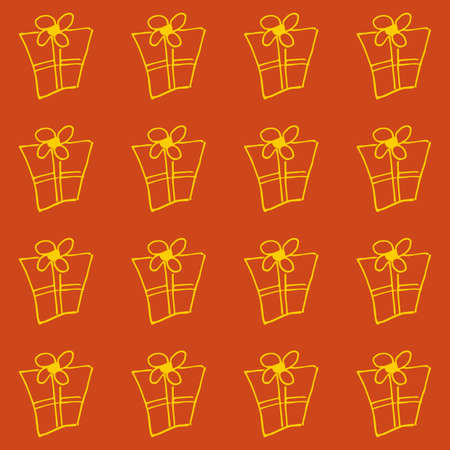 Gift boxes seamless pattern. Line, outline art. Light Christmas background Vector illustration The theme of winter, new year, holiday for printing on fabrics, paper, covers, postcards, gift wrapのイラスト素材