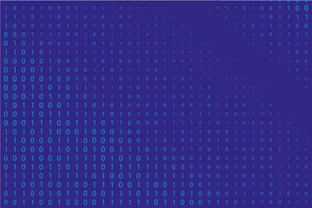 Random numbers 0 and 1. Background in a matrix style. Binary code pattern with digits on screen, falling character. Abstract digital backdrop. Vector illustrationのイラスト素材