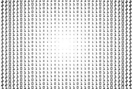 Random numbers 0 and 1. Background in a matrix style. Binary code pattern with digits on screen, falling character. Abstract digital backdrop. Vector illustrationのイラスト素材