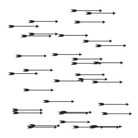 Random arrows, Black and white vector illustration