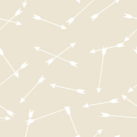 Seamless pattern with arrows. Cute simple background for printing on fabrics, paper, artwork, scrap-booking, surfaces. Vector illustration. Beige, light brown, ecru color.のイラスト素材