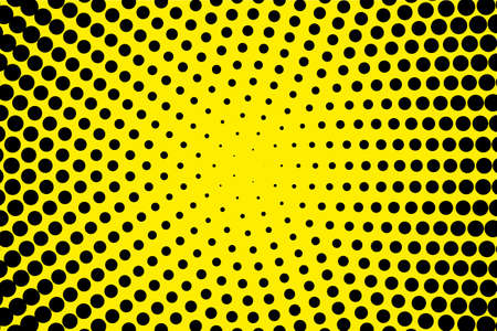 Comic pattern. Halftone background. Black, yellow color. Dotted retro backdrop, panels with dots, points, circles, rounds. Design element for web banners, posters, cards, wallpaper, sites.のイラスト素材