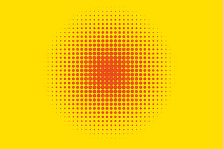 Cartoon pattern with circles, dots, points. Halftone dotted background. Pop art style. Design element, border for web banners, cards, wallpapers.  Yellow and orange color. Vector illustrationのイラスト素材
