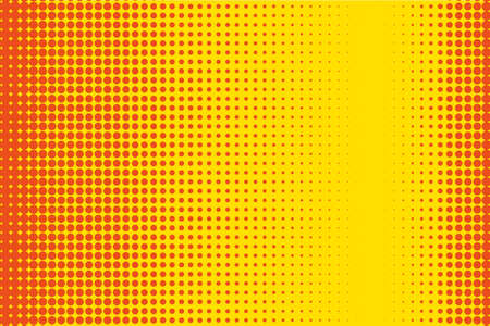 Cartoon pattern with circles, dots, points. Halftone dotted background. Pop art style. Design element, border for web banners, cards, wallpapers.  Yellow and orange color. Vector illustrationのイラスト素材