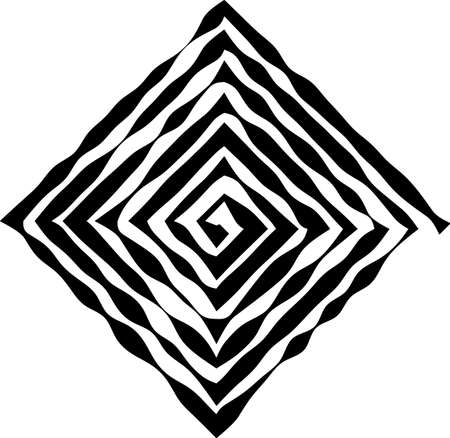 Square shape as a maze of uneven, changing the thickness of the lines. The element of design to create abstract layouts, covers, print on paper, fabric, wrap. Vector illustrationのイラスト素材