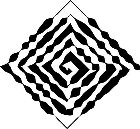 Square shape as a maze of uneven, changing the thickness of the lines. The element of design to create abstract layouts, covers, print on paper, fabric, wrap. Vector illustrationのイラスト素材