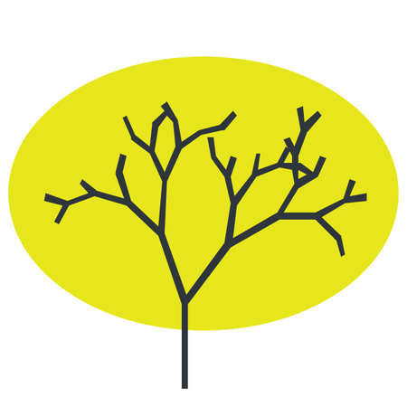 The silhouette of a tree with a trunk and branches with abstract leaves. Color vector icon. A simple flat style with linesのイラスト素材