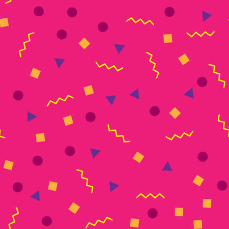 Geometric seamless pattern. Hipster creative design. Trendy background with triangles, the zigzag line, a square and a circle for printing on paper, fabric.のイラスト素材