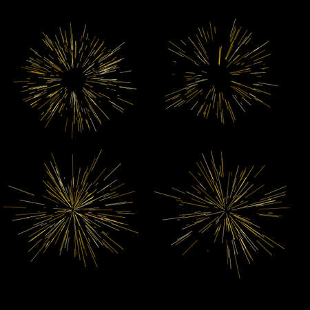 Gold fireworks radiating from the center of thin beams lines.のイラスト素材