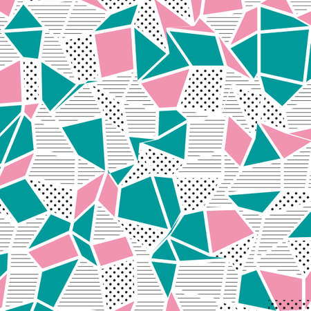 The Memphis pattern. Trending abstract design with irregular shapes, points and lines to create trendy backgrounds for banners, websites, brochures. The minimalist styleのイラスト素材