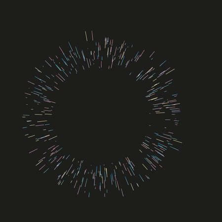 Multicolor fireworks Festive background Radiating from the center of thin beams, lines. Vector illustration. Dynamic style. Abstract explosion, speed motion lines from the middle, radiating sharpのイラスト素材