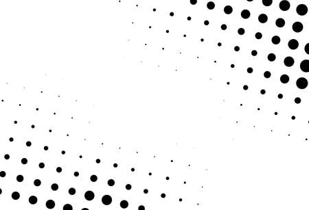 Abstract futuristic halftone pattern. Comic background. Dotted backdrop with circles, dots, point large scale. Design element for web banners, posters, cards, wallpapers, sites. Black and white colorのイラスト素材