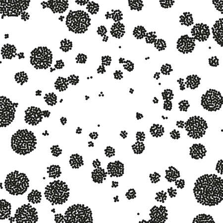 Stippled Weird Pattern. Geometric dotted grunge texture. Black and white background with circles, dots, points of different scale.  Bizarre Art vector illustrationのイラスト素材