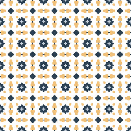 Retro geometric pattern in repeat. Fabric print. Seamless background, mosaic ornament, vintage style. Design for prints on fabrics, textile, covers, paper, wallpaper, interior, patchwork, wrapping.の写真素材