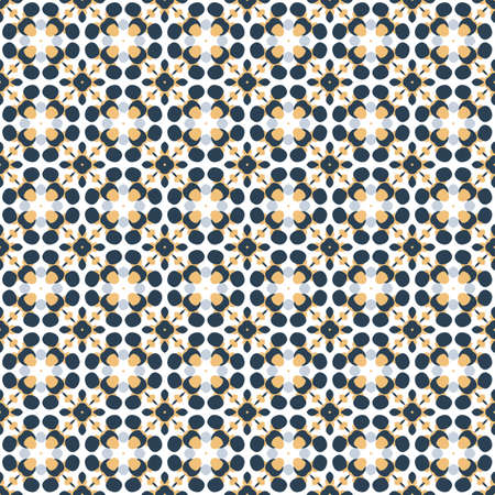 Retro geometric pattern in repeat. Fabric print. Seamless background, mosaic ornament, vintage...