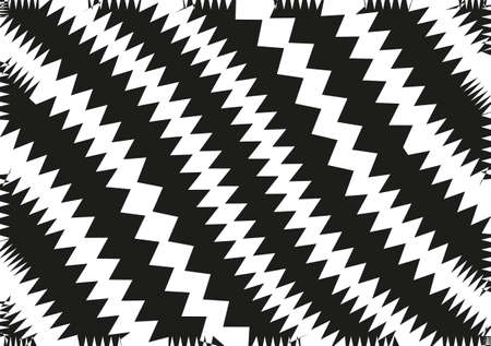 Abstract wavy lines. Curved zigzag black and white stripes. Vector illustrationのイラスト素材