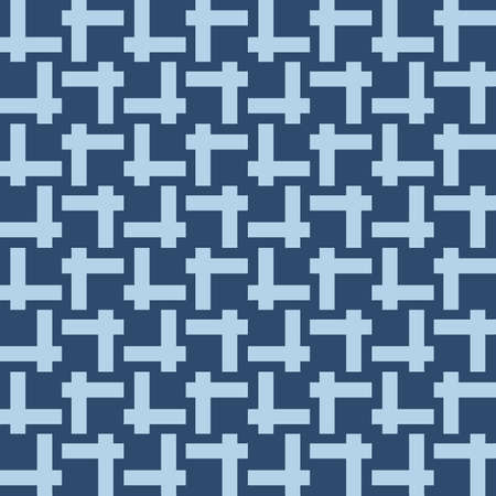 Geometric pattern in repeat. Fabric print. Seamless background, mosaic ornament, ethnic style. Design for prints on fabrics, textile, surface, paper, interior, patchwork, wrapping Two colorの写真素材