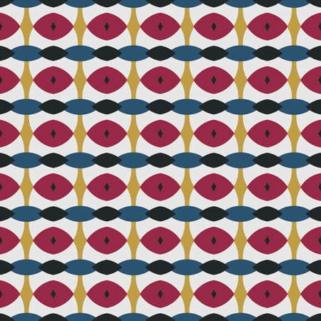 Repeatable Retro geometric pattern. Fabric print. Seamless background, mosaic ornament, vintage...