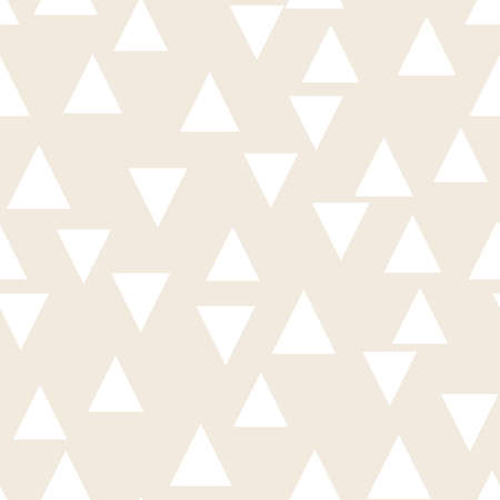 Light geometric background with triangles. Seamless pattern Two colors beige and white. For printing on fabric, paper, wrapper, scrapbooking, patchwork. Minimum design Vector illustrationのイラスト素材