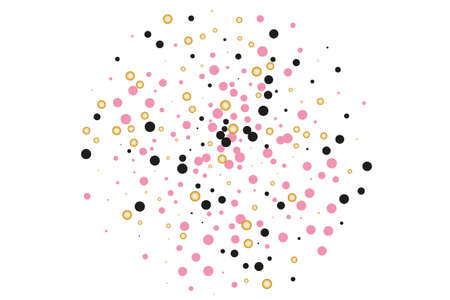 Background with Golden, black and pink glitter, confetti. Random Polka dots, circles, round. Bright festive, festival pattern for party invites, wedding, cards, phone Wallpapers. Vector illustrationのイラスト素材