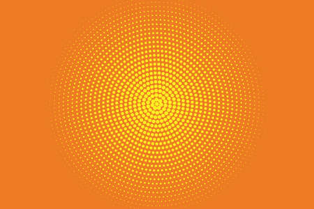 Orange and yellow halftone background. Digital gradient. Abstract backdrop with circles, point, dots. Dotted pattern. Futuristic panel Vector illustrationのイラスト素材