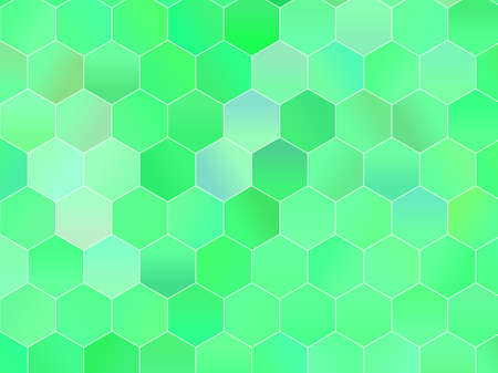 Abstract geometric background with hexagons. Green. Color gradient pattern, Vector illustrationのイラスト素材