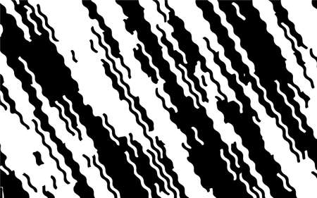 Black white background with optical effect. Curved lines. Minimal design. Zigzag, wavy pattern. Vector illustration for posters, covers, wrappers, business cards. Textured surface Abstract wavesのイラスト素材