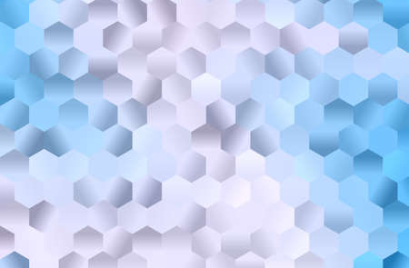 Light blue background with hexagons, bee honeycomb. Simple geometric background with gradient...