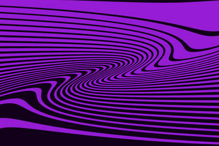 Optical art background Glitch abstract pattern Curve Random Chaotic Lines Modern, Contemporary Art Illustration with Black and purple Striped Lines Bright background with Wavy,  Distortion Effectのイラスト素材
