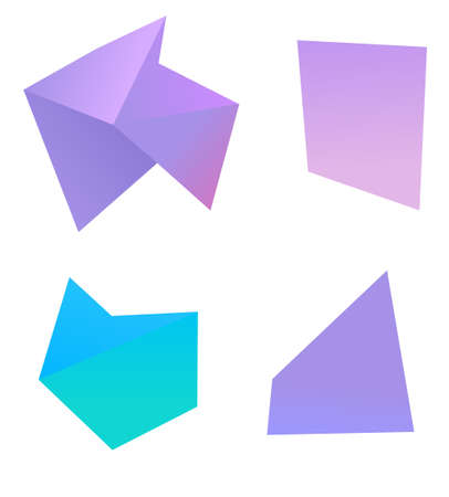 Set, collection of abstract irregular geometric shapes. Modern dynamic style with bright gradient colors. Scalable vector graphics for banners, covers, screensavers, logosのイラスト素材