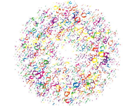 Festival pattern with color round glitter, confetti, serpentine. Bright background  for party invites, wedding, cards, phone Wallpapers. Vector illustration. Typographic design.のイラスト素材